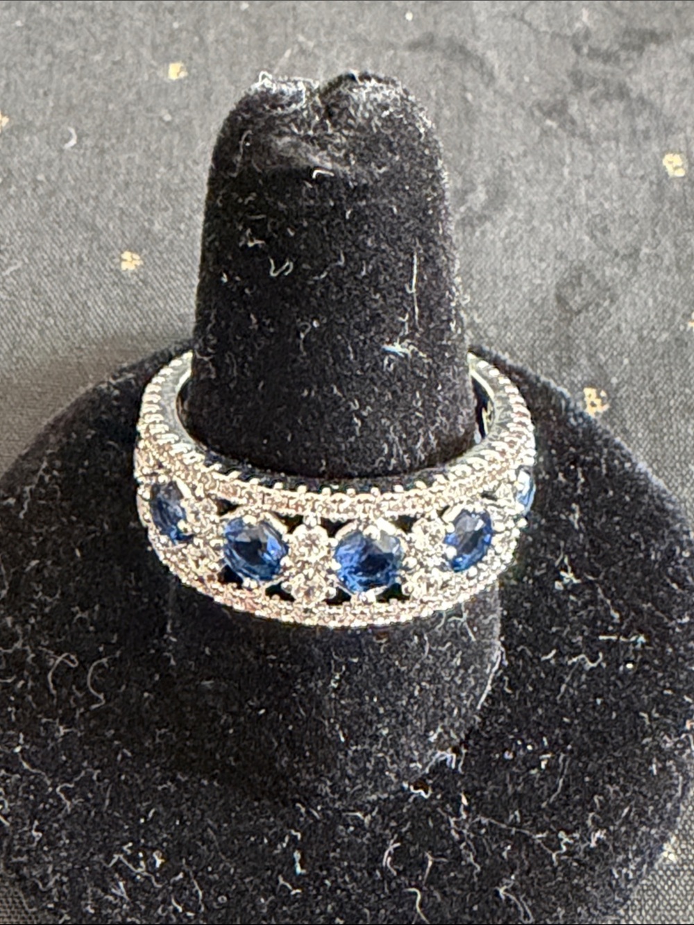Blue Sapphire and Silver Eternity Band - Women's Jewelry silver tone size 9